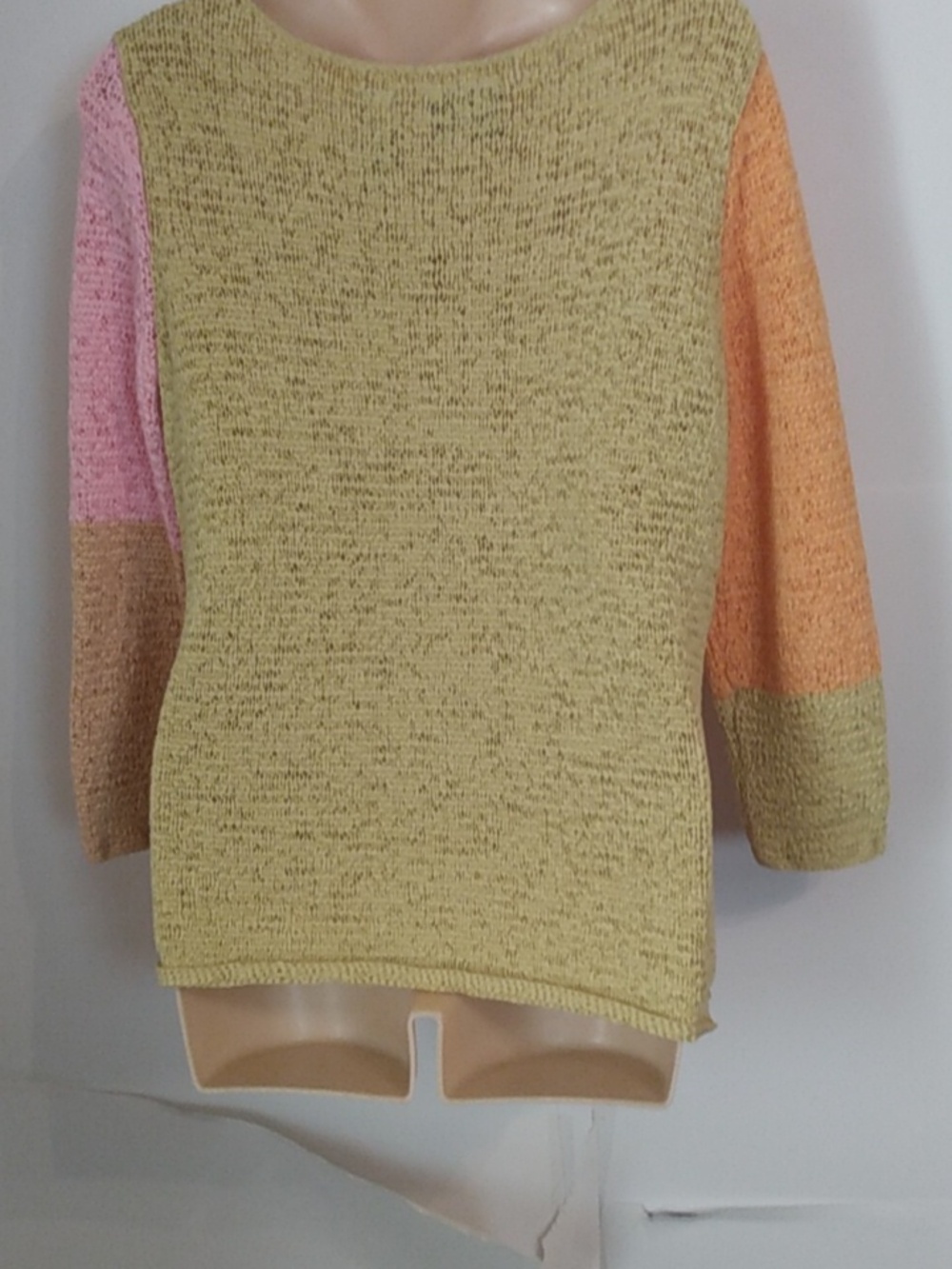 Pastel Floral Cottagecore Whimsy Lightweight Sweater Woven Ribbon Pink Yellow - Picture 9 of 11